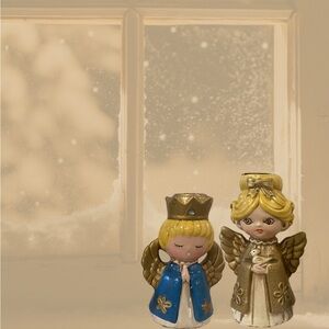 Bundle of Two Vintage Christmas Angel Candlestick Holders